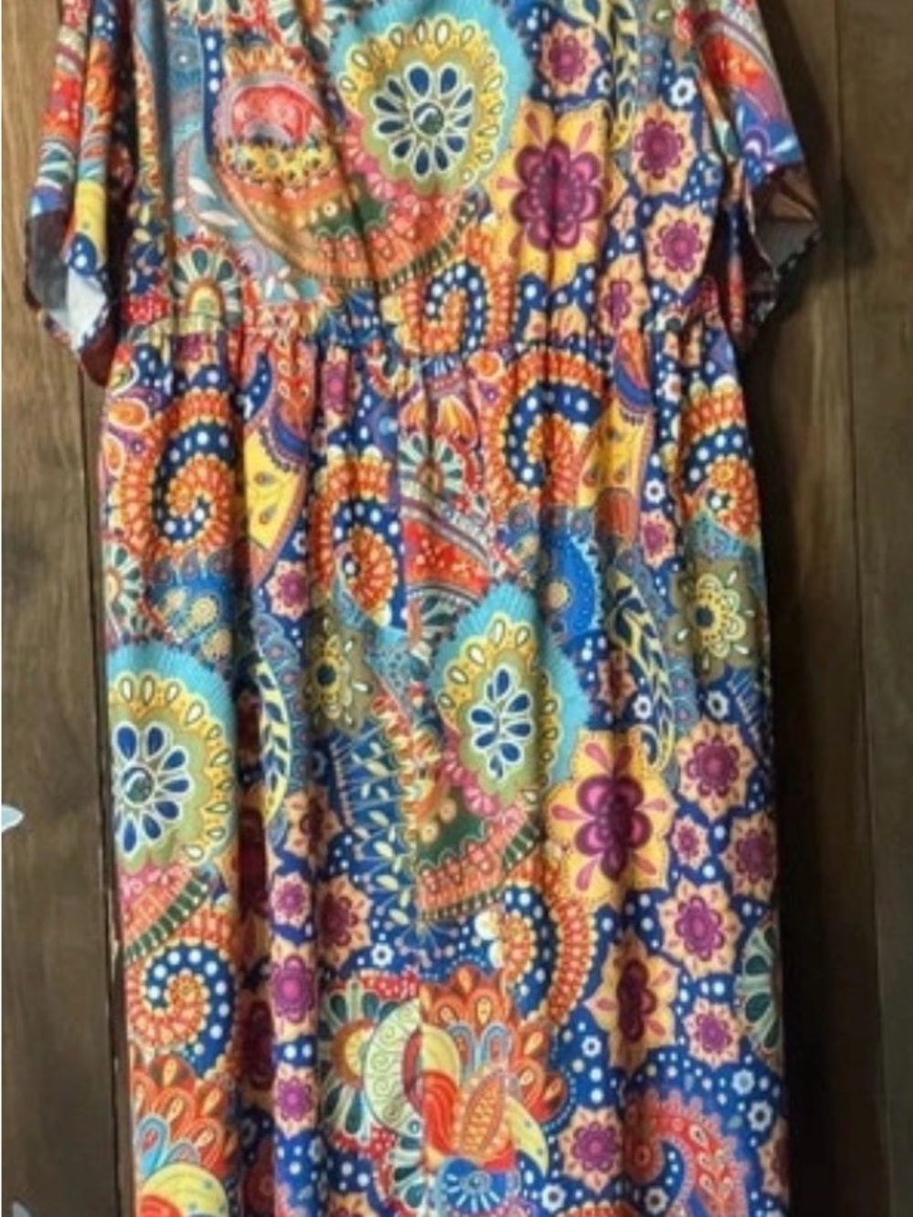 Women's Multicolor Paisley Casual Dress - Blue & Orange